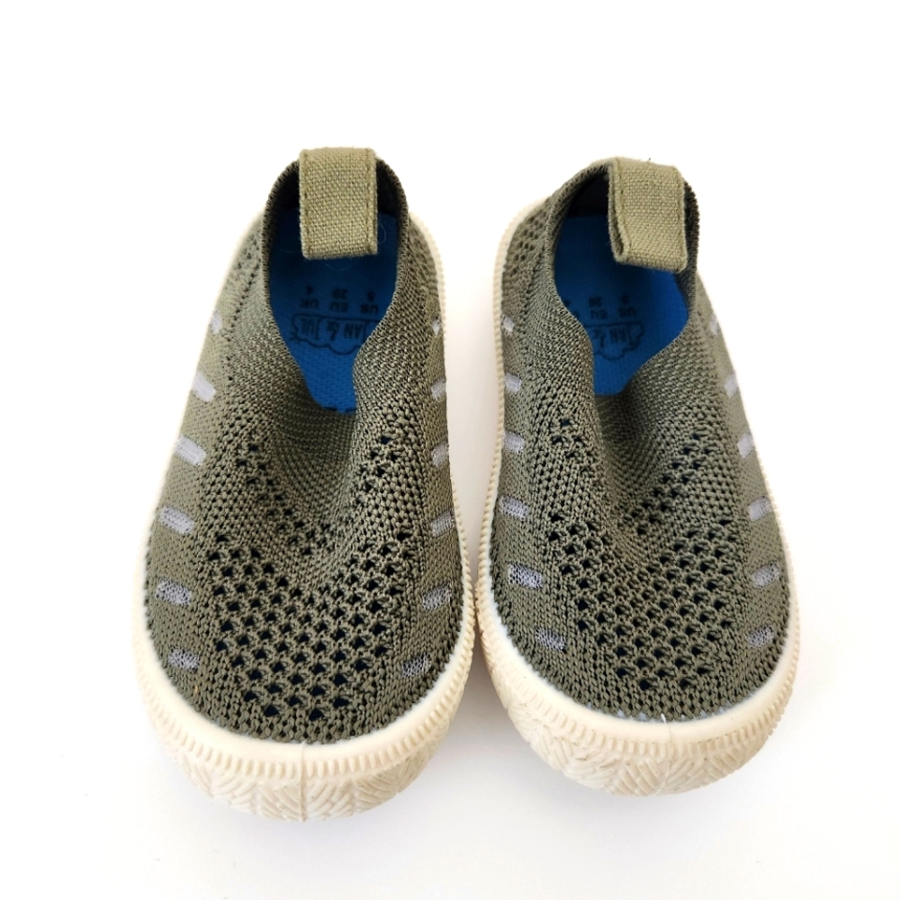 Jan & Jul toddler size 5 olive green slip ons